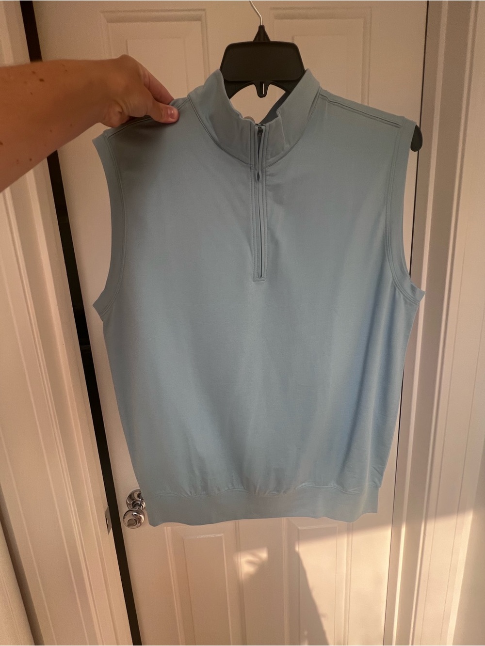 Men's Sleeveless Half-Zip Vest in Light Blue
